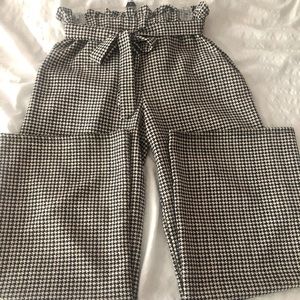 Women's Paper Bag Waist Pants with Elastic Band High Waist & Wide Leg.